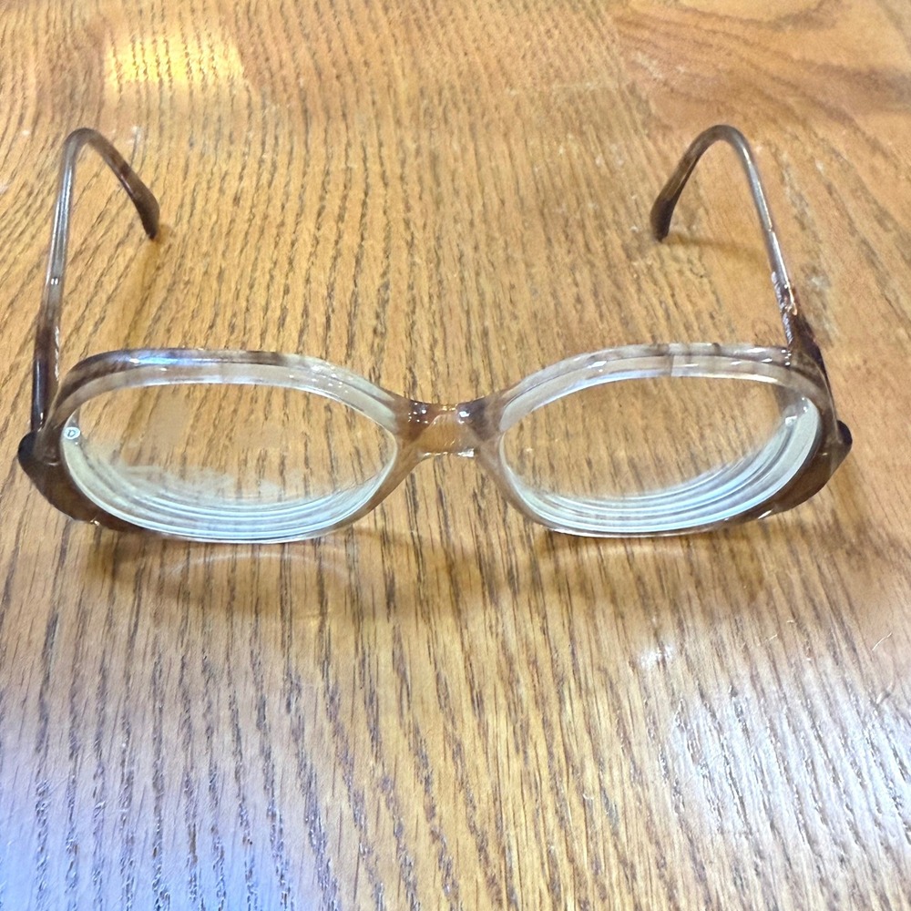 Vintage Gem Sparkle Brown‎ Oversized Eyeglasses Frames Only Retro 70s Butterfly
